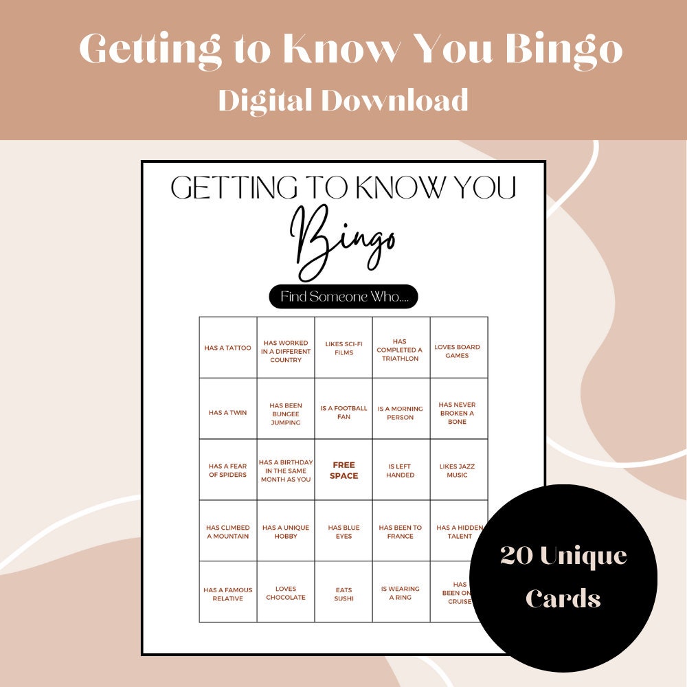 Get to Know You Bingo, Find Someone Who Bingo, Find the Guest Bingo ...