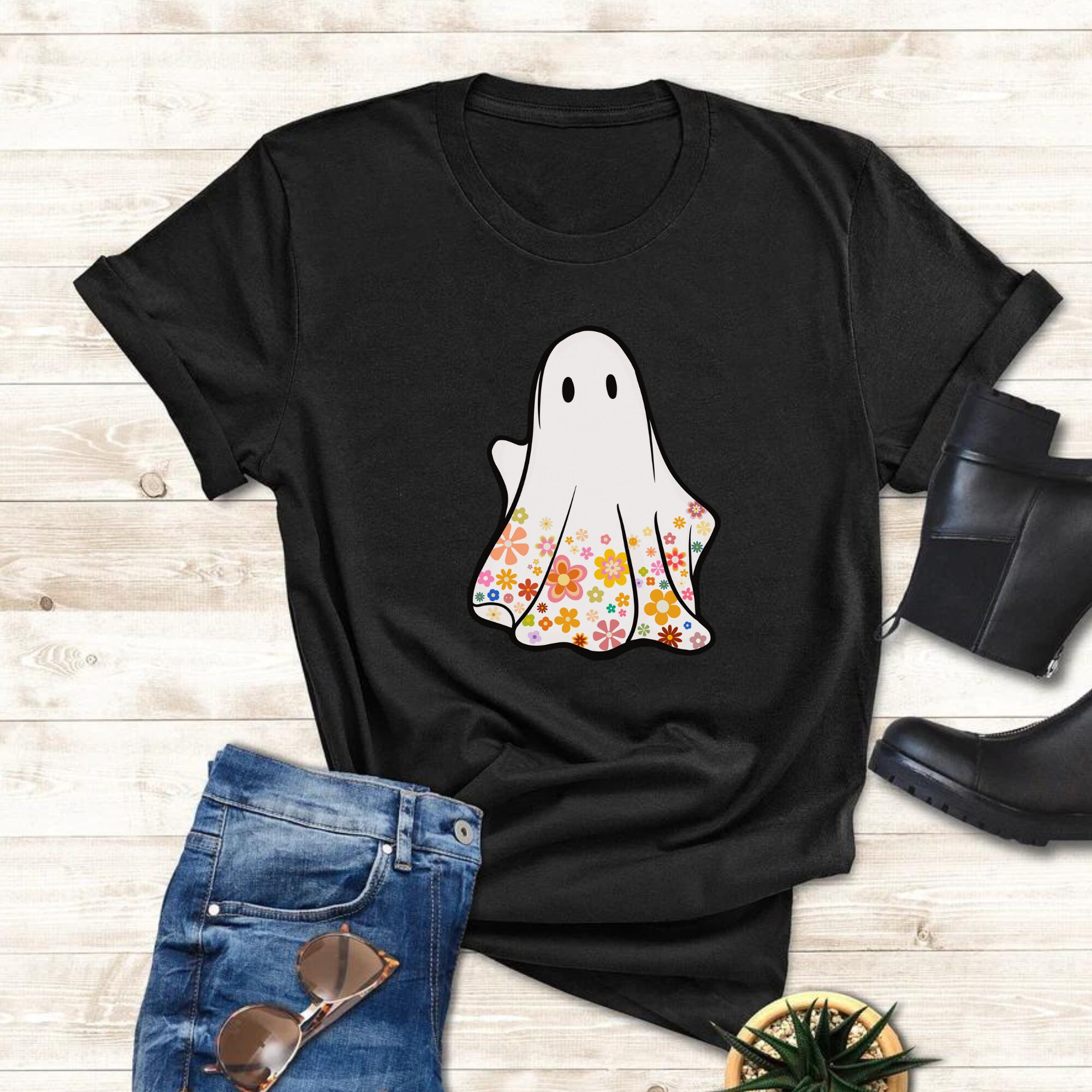 Retro Groovy Ghost SVG PNG | Halloween SVG File | Flower Ghost Png ...