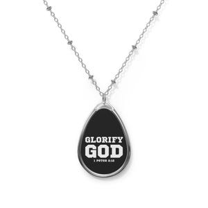 Glorify God Oval Necklace | Faith Jewelry, Inspirational Pendant, Christian Gift, Religious Accessory, Bible Verse Necklace