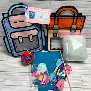 Sewing Kit - Tie Guy Monster - Stitch Critter  - Beginner Hand Sewing Kit for Plushie - FREE SHIPPING