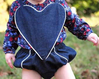 Heart Romper PDF Pattern / Playsuit for babies, toddlers and children! Easy, vintage inspired sewing pattern