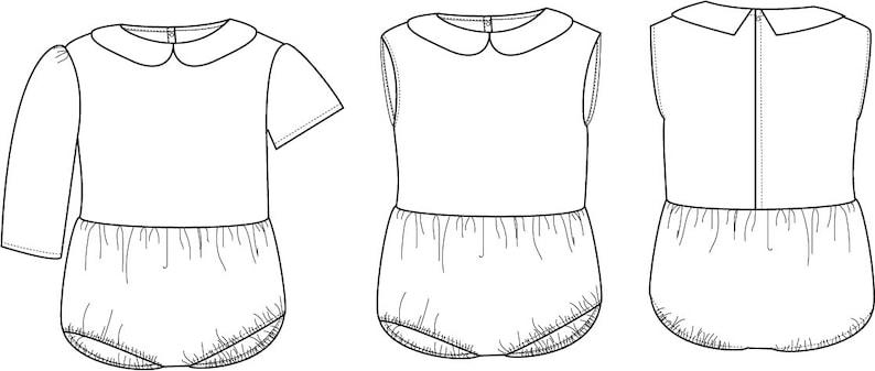 Romper / Playsuit for Baby, toddler and Kids PDF Sewing Pattern. Sleeve or sleeveless options image 4