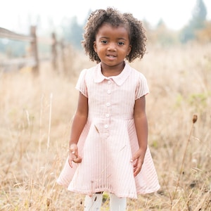 Party Dress Digital Pattern for babies, toddlers and kids. Button front, pointed collar, cap sleeves and full circle skirt!