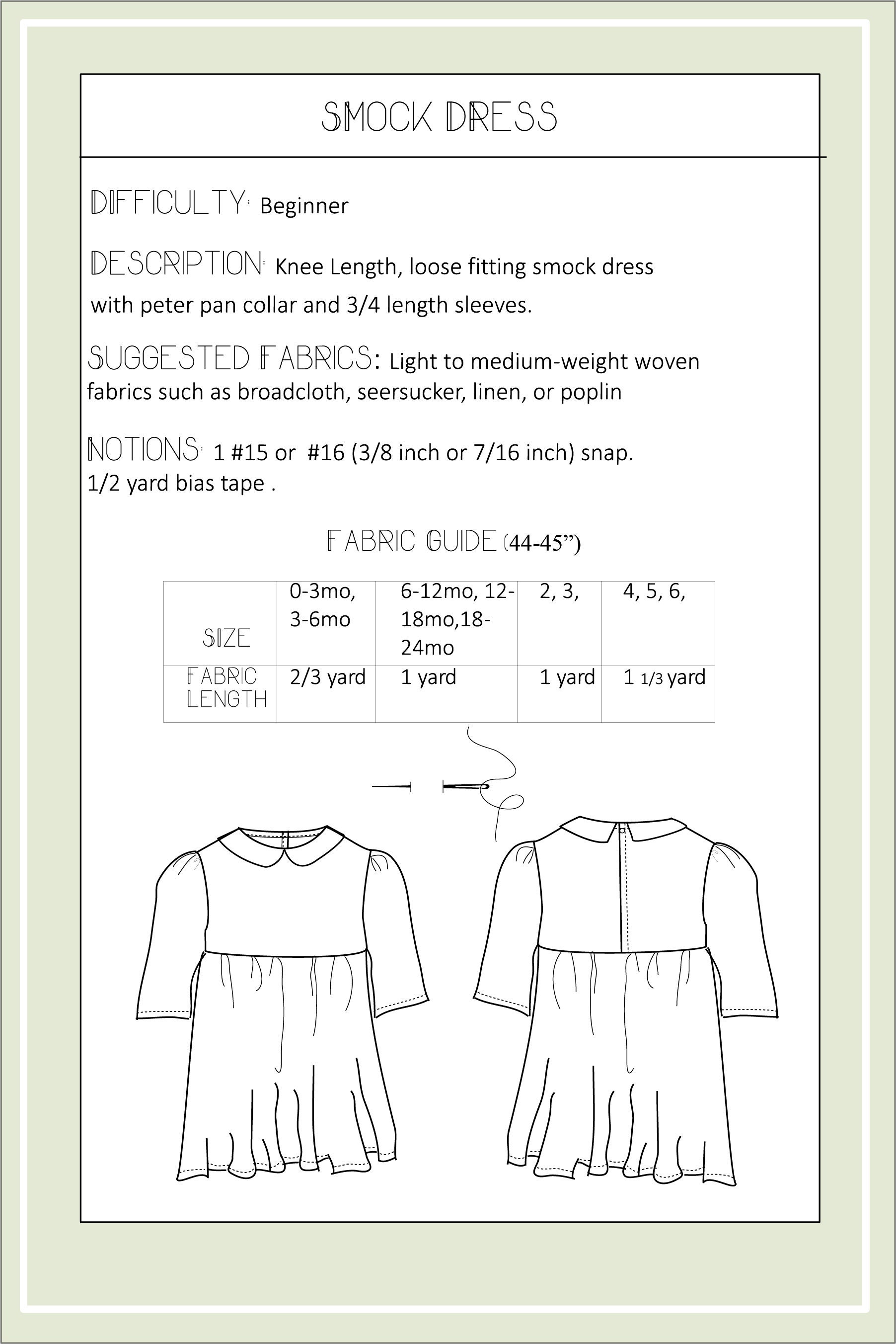 Smock Dress PDF Sewing Pattern. Loose Fitting Dress. Toddler - Etsy