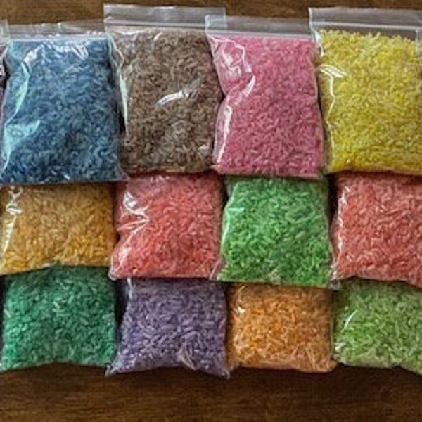 Colored Rice for Sensory Bins--1/3 cup in each bag