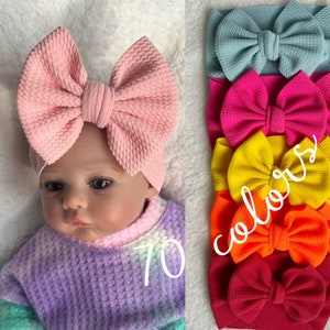 Big Bow Baby Headband, Oversized Bow, Newborn Big Bow Headbands, Toddler Bow Headband, Solid Color Bows image 1