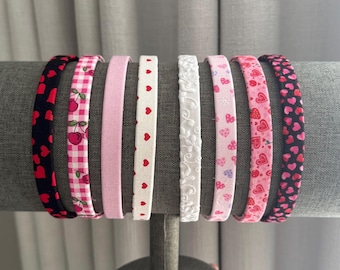 Diadema fina de algodón con estampado floral: Corazones para el Día de San Valentín