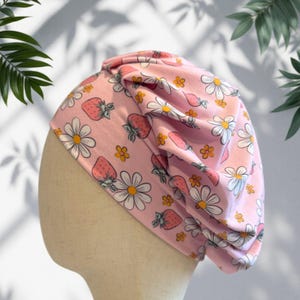 Erdbeer Pastell Scrub Cap Hut, weiches, dehnbares Stirnband Style Bouffant Scrub Cap ODER Hut