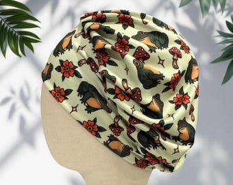 Frog Mushroom Bouffant Scrub Cap | Headband Style Woodland Surgical Cap