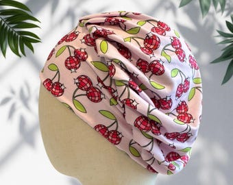 Cherry Disco Scrub Cap Hat, Soft Stretchy Headband Style Cap, OR Hat, Bouffant Scrub Cap
