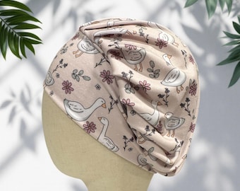 Goose Bouffant Scrub Cap | Duck Floral Nurse Scrub Hat | Cottagecore Surgical Cap | Headband Style Hat