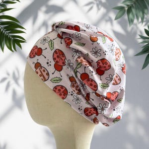Gorro quirúrgico con estampado de mariquita, estilo diadema suave, gorro abullonado