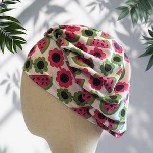 Watermelon Floral Scrub Cap: Soft Stretchy Headband Style