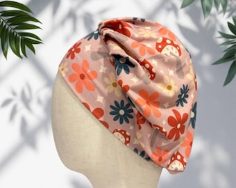 Floral Mushroom Scrub Cap: Soft Stretchy Headband Style