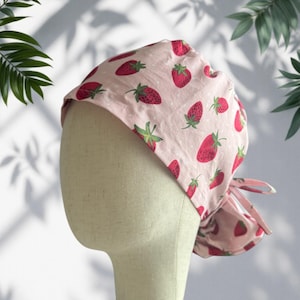 Strawberry Ponytail Scrub Cap, Cotton Surgical Scrub Cap, OR Scrub Cap