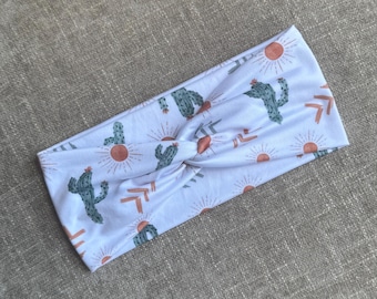 Sunny Cactus Twist Headband, Stretchy Soft Headband