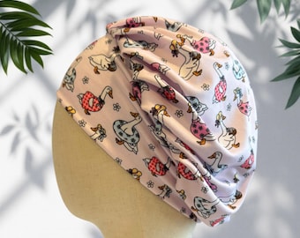 Geese Bouffant Scrub Cap, Light Pink Headband Style Surgical Hat
