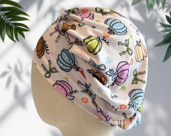 Pastel Pumpkin Bouffant Scrub Cap, Fall Surgical Hat