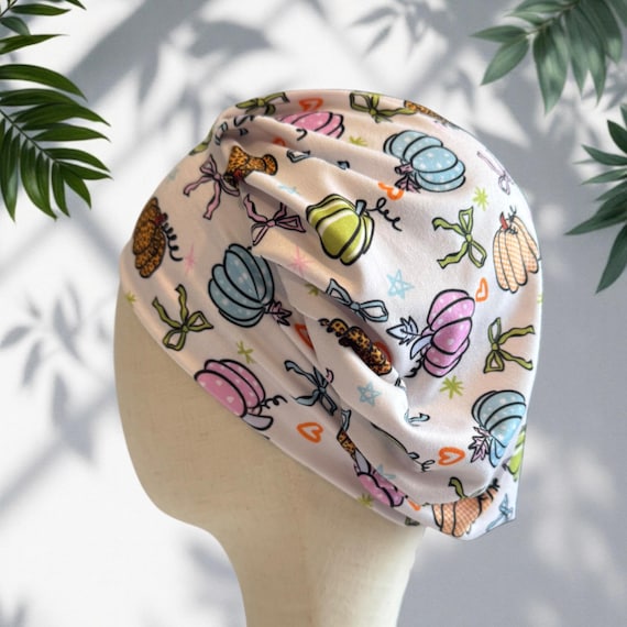 Pastel Pumpkin Bouffant Scrub Cap, Fall Surgical Hat