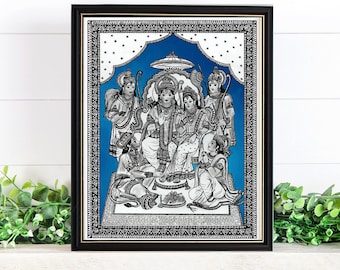 Rama Pattabhishekam, Rama Sita Lakshman Hanuman Art Print