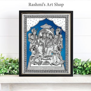Rama Pattabhishekam, Rama Sita Lakshman Hanuman Art Print