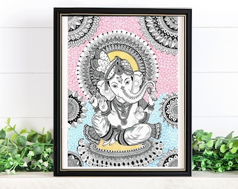 Hindu Lord Ganesha Home decor art print, Baal Ganesh
