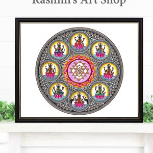 Ashta Lakshmi / Ashtalakshmi - Goddess Lakshmi Art print
