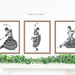 国内外の人気集結！ 3 of Set - Trio Bharatanatyam Art Etsy - Prints. 絵画