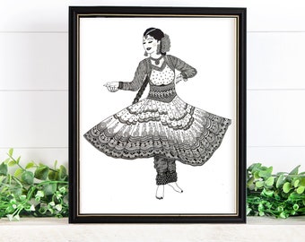 Indian Kathak dancer Art Print , wall decor