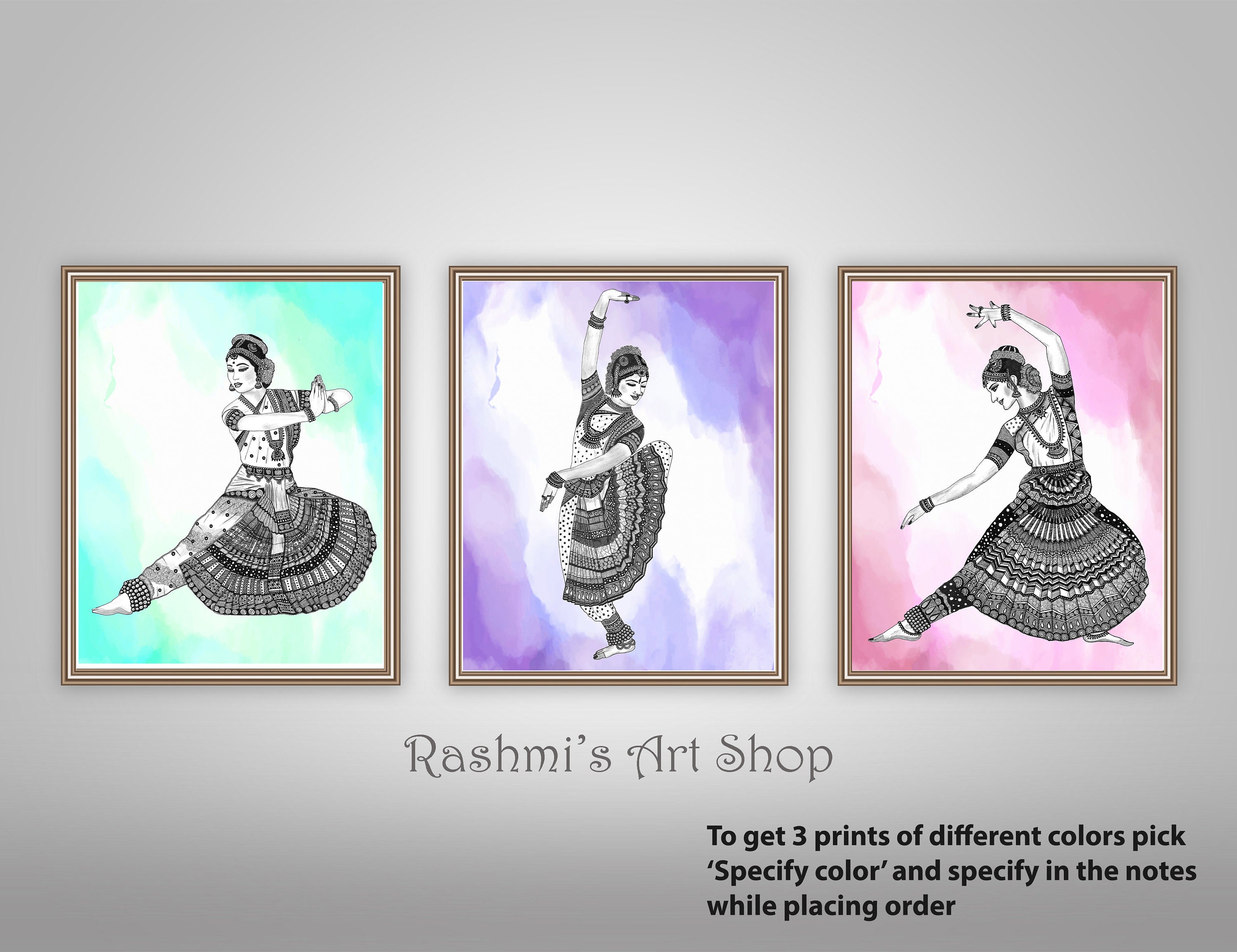 そろそろ残り少なく(u_u)【インド布絵】「BHARAT NATYAM」／送料込 そろそろ残り少なく(u_u)【インド布絵】「BHARAT NATYAM」／