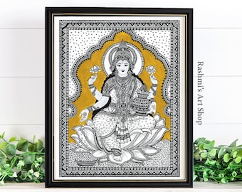 Goddess Lakshmi art print Hindu Goddess artwork