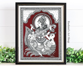 Hindu Goddess Saraswathi  Art Print Home Decor