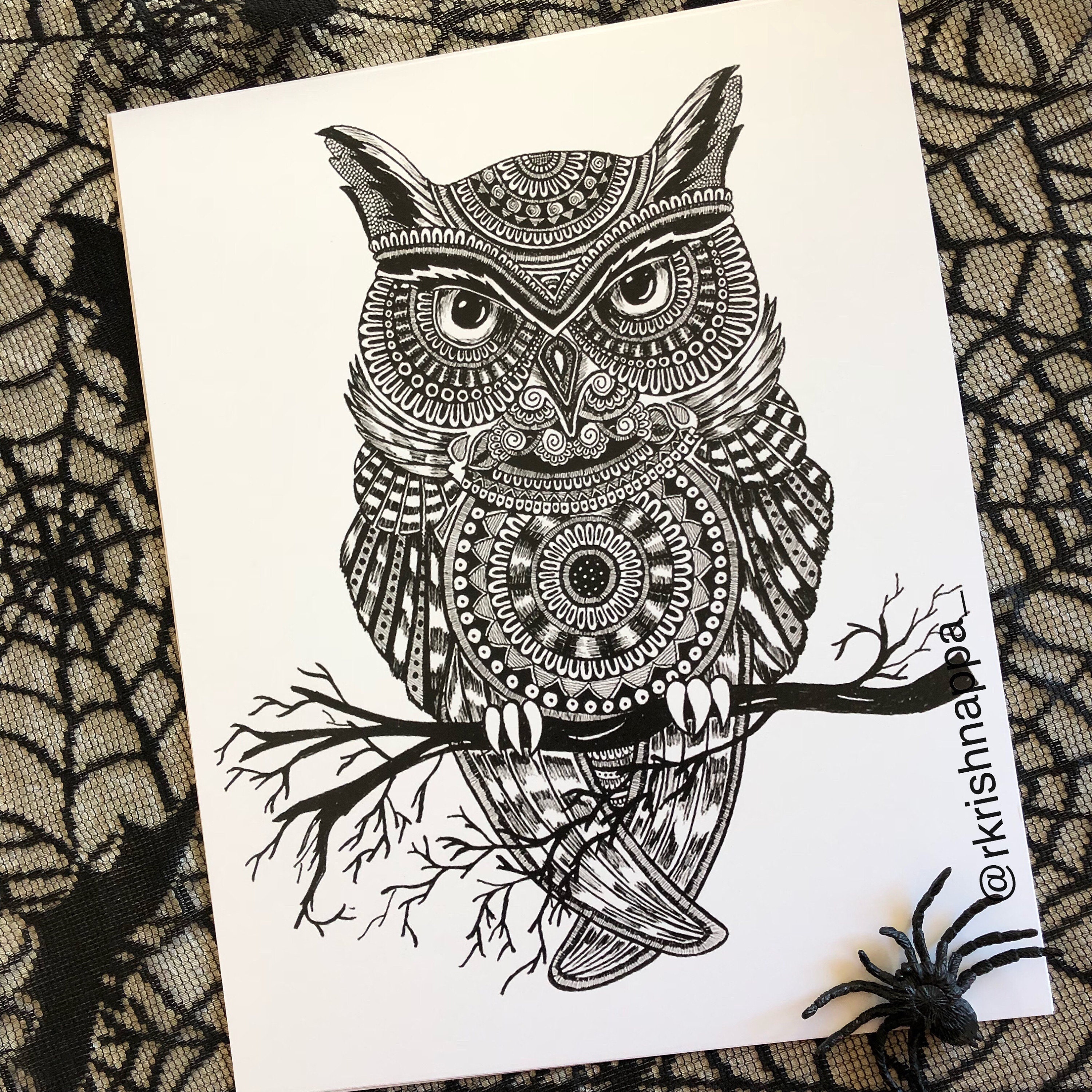 Mandala Owl Art Print Home Decor | Etsy