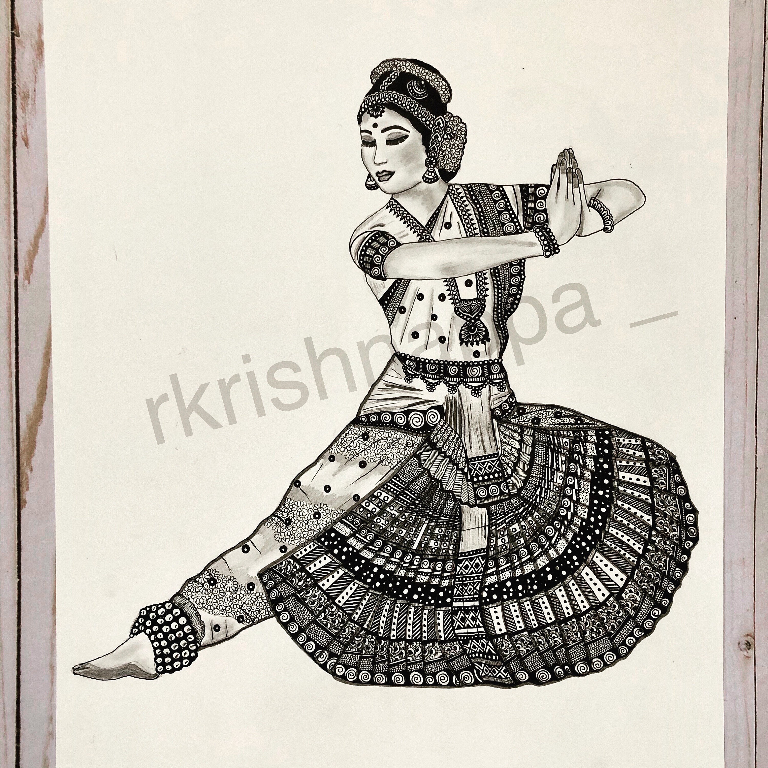 Doodle / Zentangle Art of Bharatanatyam classical dancer | Full video :  https://youtu.be/MgtJRESxVAM | By DLux's ArtworkFacebook