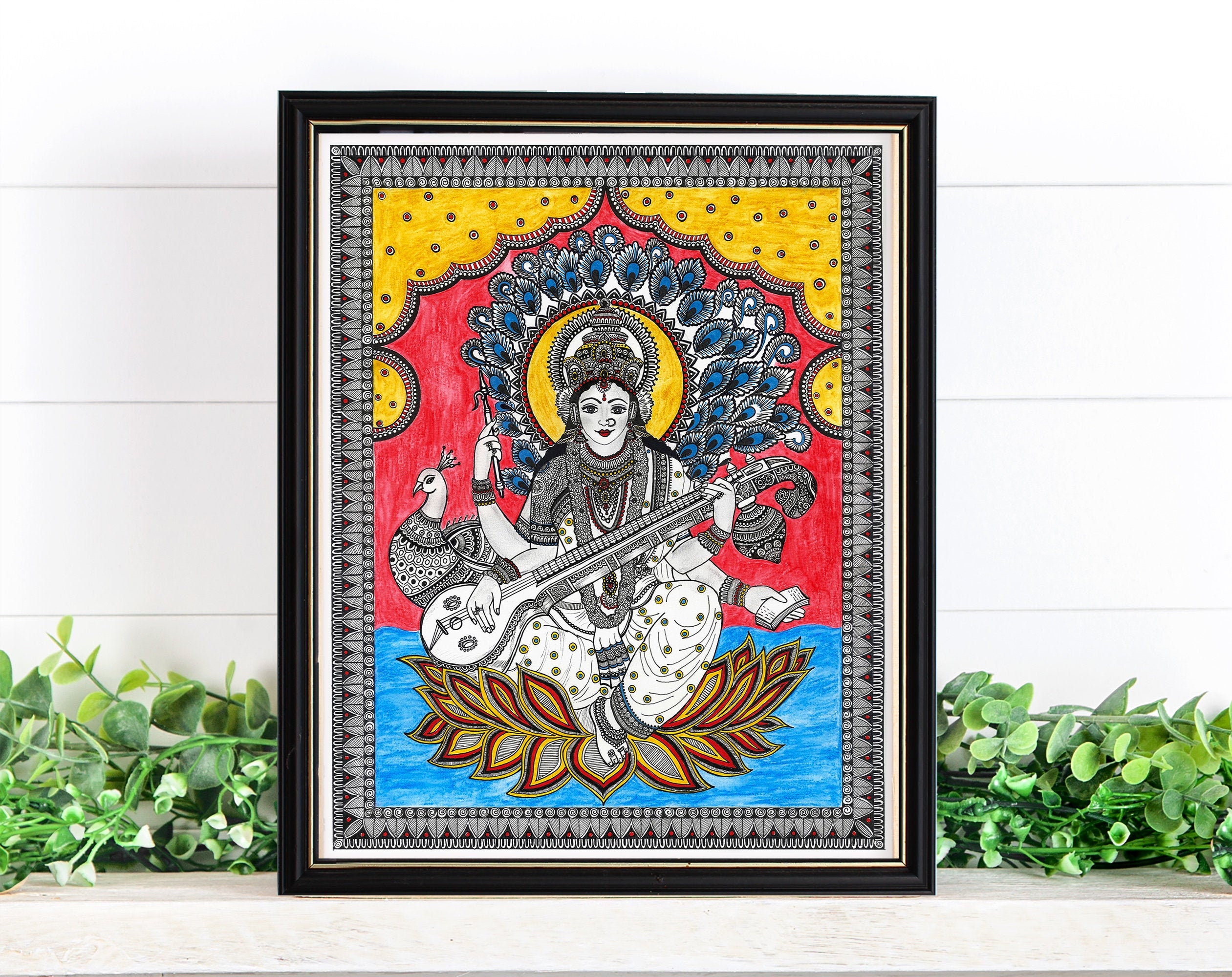 Goddess Saraswathi Indian Hindu Art Print Home Decor Etsy Canada