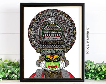 Kathakali dancer ,art print, Indian Home decor gift