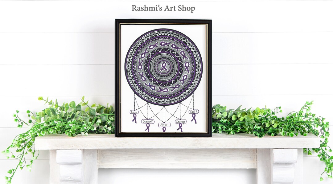 Purple Ribbon Mandala - Epilepsy Awareness Mandala - Art Print - Etsy