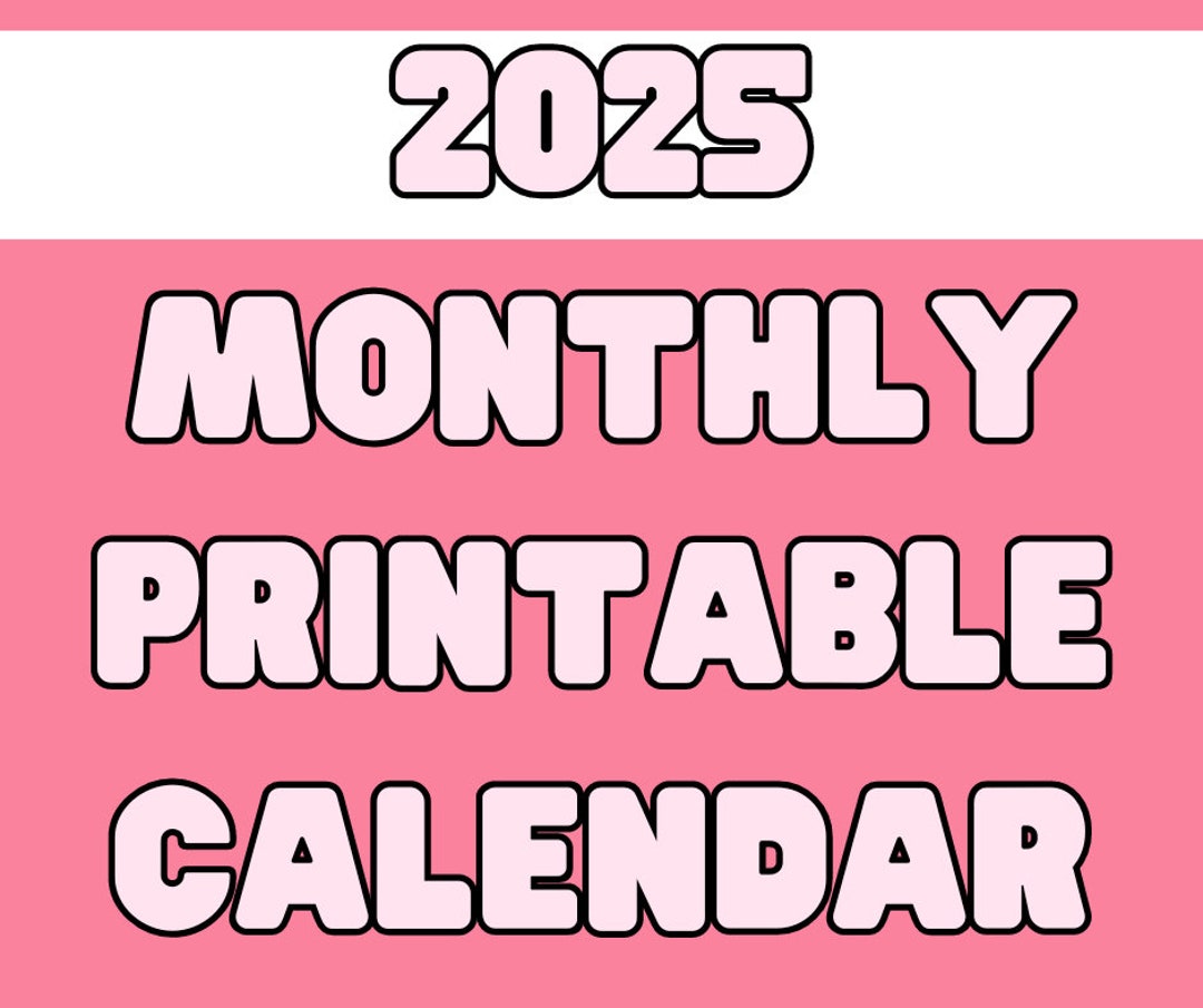 Pretty in Pink 2025 Monthly Printable Calendar Etsy