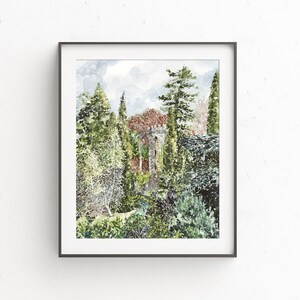 Rapunzel's Tower Watercolor Painting: Irish Gardens Art Print