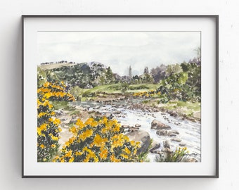 Glendalough Giclee Art Print, Ireland Art work, Pub Decor, Landscape, Wicklow Mountains, Braveheart, Office Decor