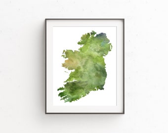 Ireland Map Art Print: Minimalist Watercolor Irish Decor