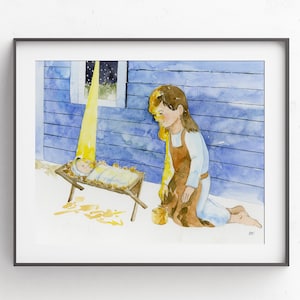 Give My Heart, Christmas Decor, In the Bleak Midwinter Art Print, What Can I give Him, Jesus Christ Artwork, Nativity, Religious
