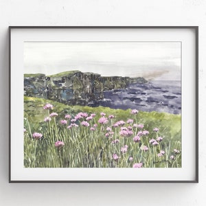 Cliffs of Moher Watercolor Print: Ireland Seascape Art