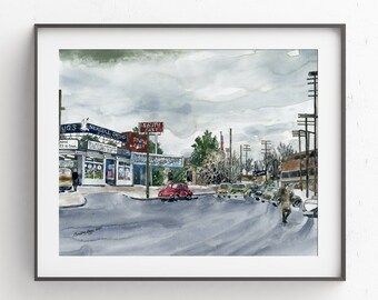 Sugarhouse Watercolor Art Print, Salt Lake City Utah Art, Historical Street Watercolor, Winter Home Decor