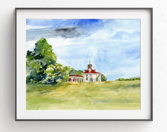 Mount Vernon Watercolor Print: George Washington's Historic Home