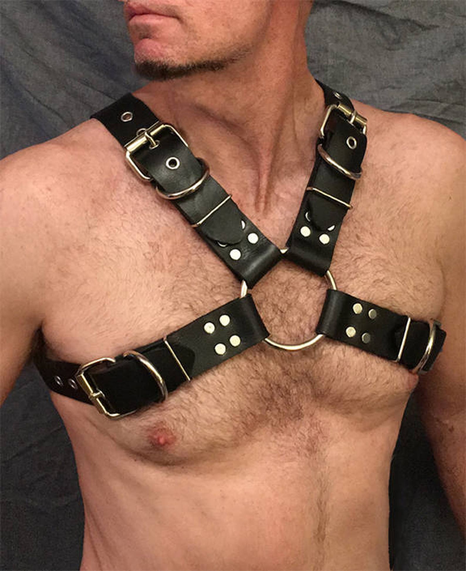 NEW Custom Built 100% Leather Cross-Chest Harness image 0.