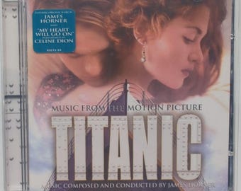 CD de la banda sonora de Titanic – James Horner, partitura de la película de 1997. Música de Celine Dion: My Heart Will Go On.