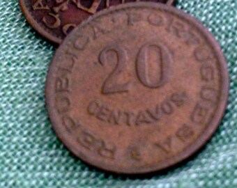 20 Centavos, Mozambique, Portuguese, Porugal, Coin, 20, Bio-Energy, Orgone, Vintage, Antique, Natal, Christmas, Holiday, Gift, Offering