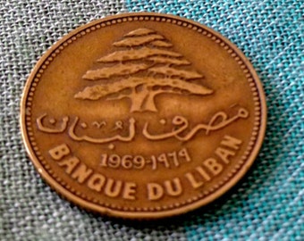 25 Qirshā / Tree / Lebanon / Piastres / Cedar, Joyeux Noël, Christmas, Coin, Holiday