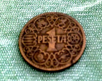 1 Peseta, Spain, Spanish, Catholic, Chains, Coin, Bio-Energy, Orgone, Feliz Navidad, Christmas, Holiday, Gift, Offering